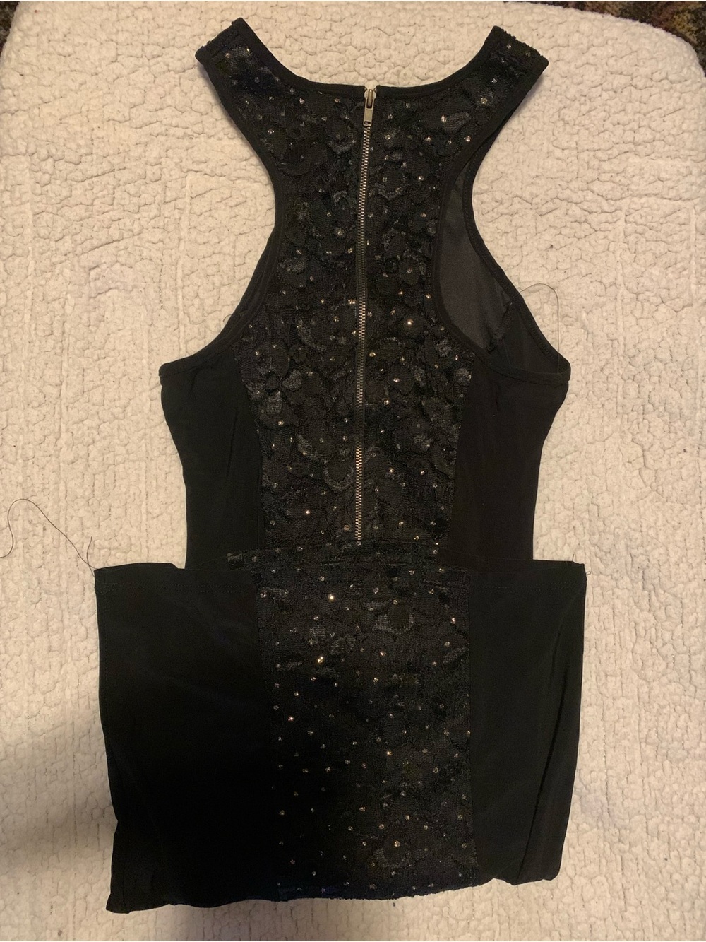 Black Embellished Racerback Evening Dress
